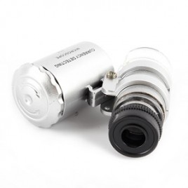 1x Mini Microscope Pocket 60x Magnifier LED Lamp Light